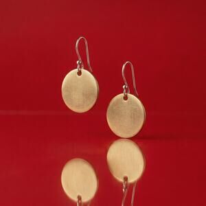 Modernist Brushed Gold Disc Earrings